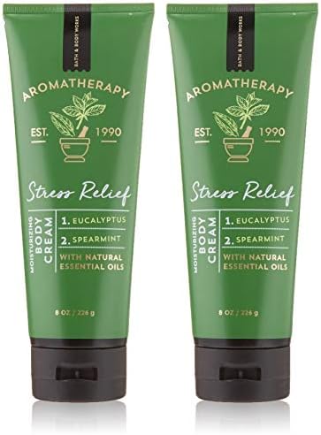 Bath and Body Works 2 Pack Aromatherapy Stress Relief Eucalyptus & Spearmint Body Cream. 8 Oz. Bath & Body Works