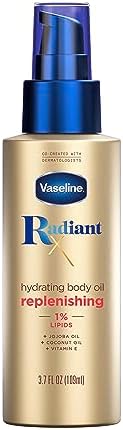 Vaseline Radiant X Replenishing and Hydrating Body Oil with 1% Lipids, Jojoba Oil, Coconut Oil, & Vitamin E 3.7 oz Vaseline