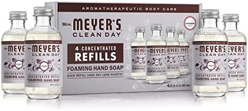 Mrs. Meyer's Clean Day Foaming Hand Soap Concentrated Refills, 4 Concentrated Refills (2 Fl. Oz each), Lavender Scent, Makes 40 Fl. Oz. of Foaming Soap Total Mrs. Meyer's Clean Day