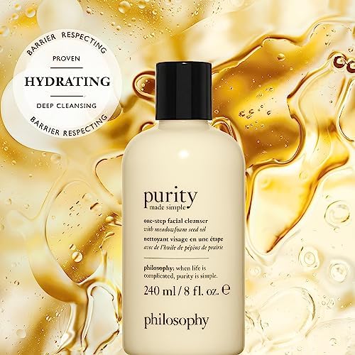 philosophy purity made simple one-step facial cleanser- with meadowfoam seed oil – gently cleanses & melts away dirt, oil & stubborn makeup – paraben free face wash Philosophy