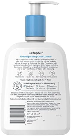 Cetaphil Cream to Foam Face Wash, Hydrating Foaming Cream Cleanser, 8 oz, For Normal to Dry, Sensitive Skin, with Soothing Prebiotic Aloe, Hypoallergenic, Fragrance Free Cetaphil