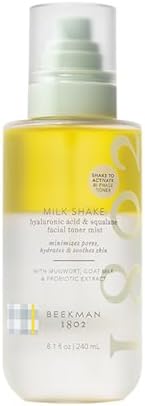 Beekman 1802 Milk Shake Hydrating Toner & Face Mist - Hyaluronic Acid & Squalane - Gentle - Minimizes Pores & Soothes Redness - Alcohol Free, Non-Comedogenic, Cruelty Free, Fragrance Free Beekman 1802