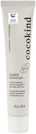 Cocokind Beginner Retinol Gel 0.1%, Improve the Appearance of Fine Lines and Uneven Texture without Irritation, Aloe and Cica to Prevent Dryness, 1 fl oz Cocokind