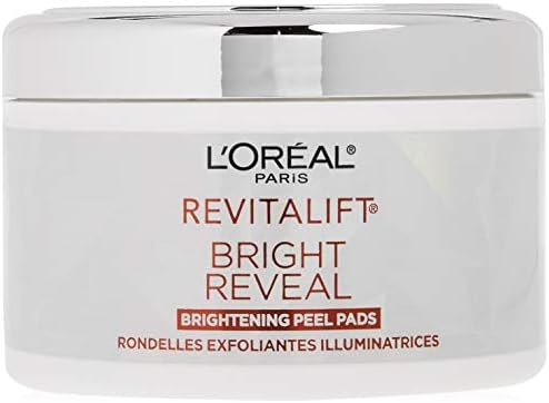 L'Oréal Paris Revitalift Bright Reveal Anti-Aging Exfoliating Peel Pads with Glycolic Acid, Reduce Wrinkles & Brighten Skin, 30 Count (Pack of 1) L'Oréal Paris