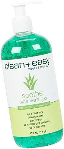 Clean + Easy Soothe Aloe Vera Gel Post Waxing Treatment, Calms and Soothes Irritated Skin After Waxing, Non-greasy and Gets Rid Of Excess Wax Residue, 16 oz Clean + Easy