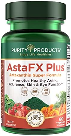 Purity Products AstaFX Plus - Astaxanthin Super Formula - 30 Day Supply from Supports Endurance - Promotes Healthy Skin - Supports Visual Health - Up to 6,000 Times More Powerful Than Vitamin C Purity Products