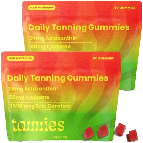 Tanning Gummies (Жевательные конфеты), Made with Astaxanthin,Lycopene, Beta-Carotene, NaturaTanning Supplement, Supports Radiant Tan,Non-GMO & Gluten-Free-60 Gummies Generic