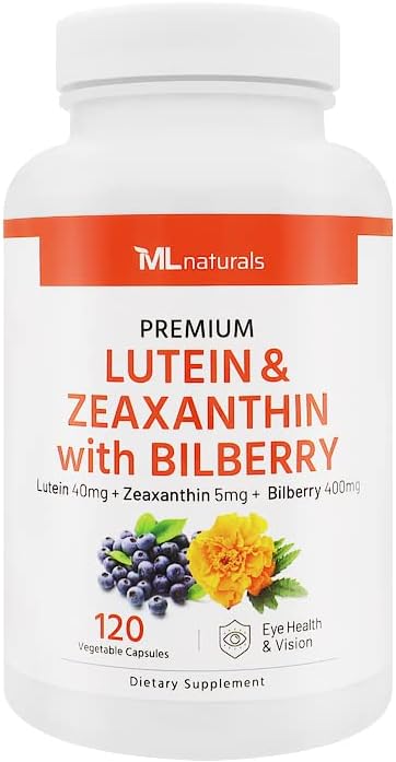 Premium Lutein & Zeaxanthin with Bilberry 120 Vegetable Capsules (Растительные капсулы). (4 Month Supply) All-Natural. High Potency & Premium Quality ML Naturals