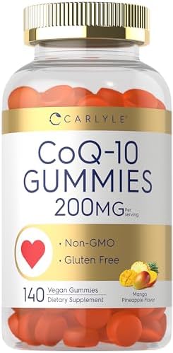 Carlyle CoQ10 Gummies (Жевательные конфеты) 200 mg | 140 Count | Mango Pineapple Flavor | Vegan, Non-GMO, Gluten Free Carlyle