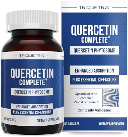 Quercetin Complete® Quercetin Phytosome with 50X Higher Absorption, Clinically Proven & Patented Quercefit – Most Effective Form of Quercetin – Enhanced with Bromelain, Zinc & Vitamin C (60 Capsules (Капсулы)) Triquetra Health