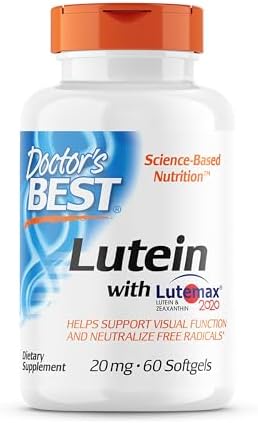 Doctor's Best Lutein Featuring Lutemax, Non-GMO, Gluten Free, Soy Free, Eye Health, 20 mg, 180 Softgels (Мягкие капсулы) Doctor's Best