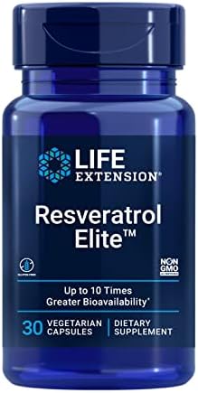 Life Extension Resveratrol Elite, Trans-resveratrol, Healthy Aging, Cardiovascular Health, Brain Health, oxidative Stress, Gluten-Free, Non-GMO, Vegetarian, 30 Capsules (Капсулы) Life Extension