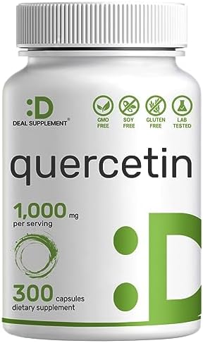 DEAL SUPPLEMENT Quercetin 1,000mg Per Serving (Порция), 300 Capsules (Капсулы) – Healthy Immune Support Supplements, High Bioavailable Flavonoids, Natural Antioxidant – Non-GMO, Soy Free, No Gluten DEAL SUPPLEMENT