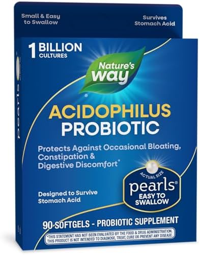 Nature's Way Acidophilus Probiotic Pearls, Supports Digestive Balance*, Protects Against Occasional Constipation and Bloating*, 1 Billion Live Cultures, 30 Softgels (Мягкие капсулы) (Packaging May Vary) Nature's Way