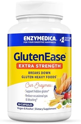 Enzymedica, GlutenEase Extra Strength, Maximum Potency Digestive Enzymes, Supports Gluten & Casein Intolerance, 30 Count Enzymedica