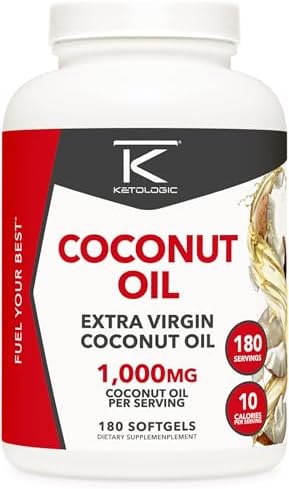 Ketologic Coconut Oil (180 softgels) (1,000MG Coconut Oil per Serving (Порция)) KetoLogic