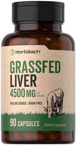 Horbäach Grass Fed Beef Liver Supplement | 4500mg | 90 Capsules | Desiccated, Pasture Raised, Grain Free, Non-GMO Horbäach