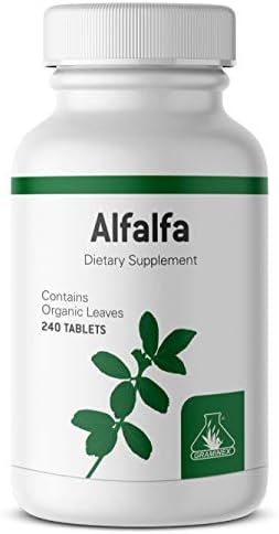 Alfalfa Tablets (Таблетки) - Non-GMO Green Superfood Supplement with Vitamins, Minerals, Amino Acids - 240 Tablets Graminex