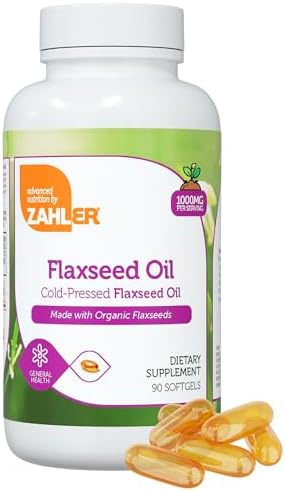 Zahler Organic Flaxseed Oil - 1000mg Softgels (Мягкие капсулы) - Cold-Pressed Organic Flax Seed Oil - Organic Omega 3 ALA Supplement - Kosher Non-GMO Gluten Free Vegetarian-Friendly Flaxseed Supplement (90 Count) Zahler