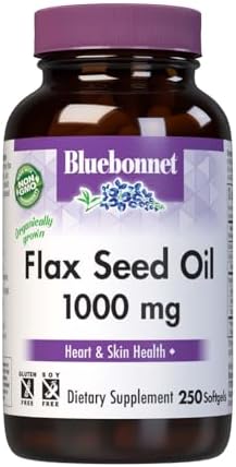 Bluebonnet Nutrition Flax Seed Oil Certified Organic 1000 mg, 250 Softgels Bluebonnet