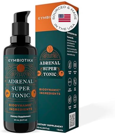 CYMBIOTIKA Adrenal Super Tonic Liquid (Жидкость) Supplement with Ashwagandha, Zinc, Lavender, Holy Basil, for Immune Support & Relaxation, Gluten Free, Vegan, Keto, Berry, 2 fl oz (Жидкие унции) Cymbiotika