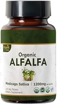 Alfalfa 120 Tablets (Таблетки) | Medicago Sativa (Alfalfa) | Organic and Natural | Superfood Supplement with Vitamins and Minerals | Vegan and USDA Certified 120tab ORGANIC SPREE