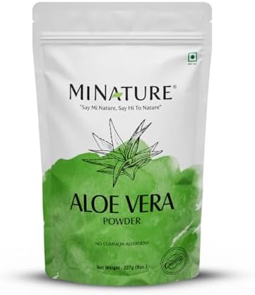 100% Organic Aloe Vera Powder (Порошок) USDA Certified by mi Nature - 8 OZ / 227 g / 1/2 lb (Фунты) | Aloe Barbadensis | Vegan | Non GMO Minature