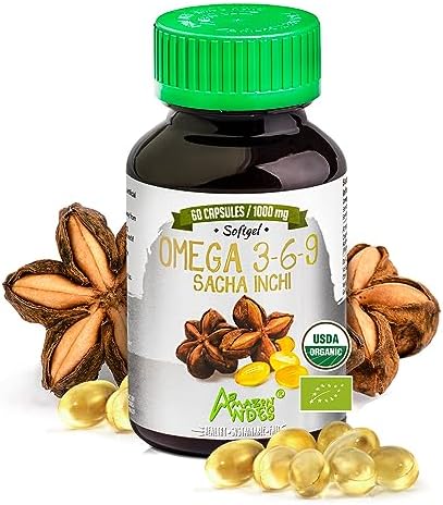 Sacha Inchi Capsules (Капсулы) l Rich Source of Omega 3, 6 and 9 l Essential Fatty Acids l Odorless 60 x 1000mg Softgel Pills l Organic Certified l Sustainably sourced l Amazon Andes Amazon Andes Healthy · Sustainable · Fair