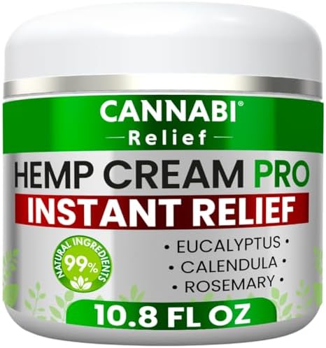 Cannabi Relief 10.8 Fl. oz (Унции) Hemp Cream (Крем) PRO - Muscles & Joints - High Strength Action 10-in-1 Formula | Gel (Гель) for Knee, Back, Joints, Neck, Shoulders, Elbows, Hands, Full Body | Menthol Rosemary Calendula Cannabi Relief