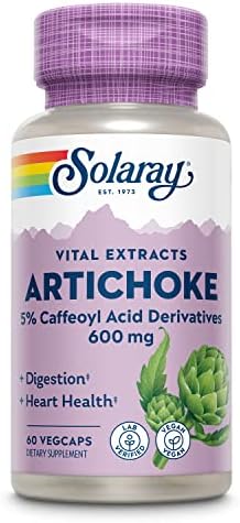 Solaray Artichoke Leaf Extract 600mg | Guaranteed Potency | Healthy Liver, Gall Bladder & Digestive Function Support | Lab Verified | 60 VegCaps Solaray