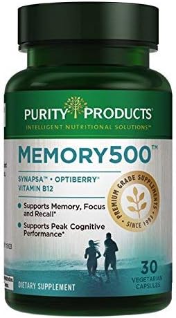 Memory500 Bacopa monniera/Brahmi Elite Nootropic Complex - Supports Peak Cognitive Performance*, Increased Learning Speed* and Healthy Memory & Recall* - 30 Vegetarian Caps from Purity Products Purity Products