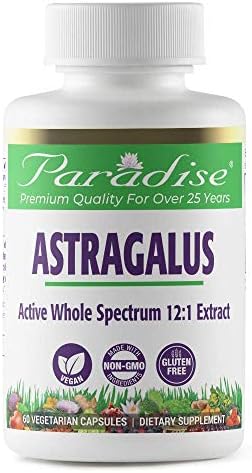 Paradise Herbs - Astragalus - Supports Energy + Vitality + Digestion + Supports Immunity + Helps Boost Metabolism + Helps Tone The Entire Body - 60 Count Paradise Herbs