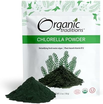 Organic Traditions Organic Chlorella Powder (Порошок), Vegan Non-GMO Organic Superfood, 5.3oz (150g) Bag, 30 Servings (Порции) per Bag Organic Traditions