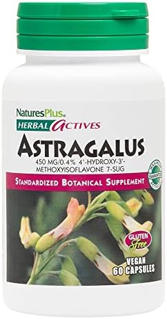 Natures Plus Herbal Actives Astragalus - 450 mg, 60 Vegan Capsules (Веганские капсулы) - 60 Servings (Порции) Natures Plus