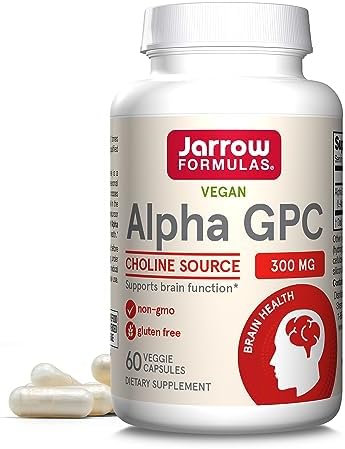 Jarrow Formulas Alpha GPC, 300mg, Dietary Supplement, Brain Health Supplements for Adults, 60 Veggie Capsules, 30 Day Supply Jarrow Formulas