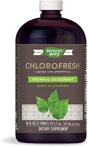 Nature's Way Chlorofresh Liquid (Жидкость) Chlorophyll Internal Deodorant 16 Fluid Ounces, Mint Flavor, Pack of 2 Nature's Way