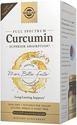 Solgar Full Spectrum Curcumin - 90 LiCaps - Superior Absorption - Brain, Joint & Immune Health - Non-GMO, Vegan, Gluten Free, Dairy Free - 90 Servings (Порции) Solgar