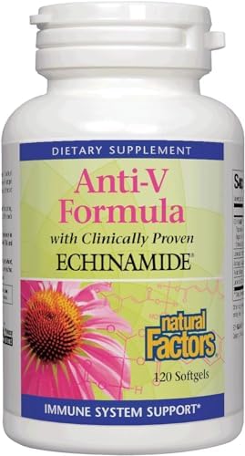 Natural Factors Anti-V Formula, Echinacea Supplement for Immune and Wellness Support, Organic, Non-GMO, 120 Softgels Natural Factors