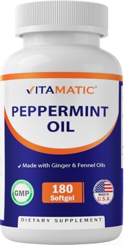 Vitamatic Peppermint Oil Gel (Гель) with Ginger & Fennel Oils, 550mg per Serving (Порция), 180 Softgels (Мягкие капсулы) Vitamatic