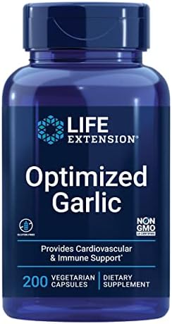 Life Extension Optimized Garlic 1200 mg – Garlic Extract Supplement for Heart Health & Immune System Support – Gluten-Free, Non-GMO, Vegetarian – 200 Capsules (Капсулы) Life Extension