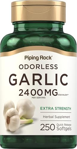 Piping Rock Odorless Garlic Softgels (Мягкие капсулы) 2400mg | 250 Pills | High Potency Extract | Herbal Supplement | Non-GMO, Gluten Free Piping Rock