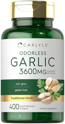 Carlyle Odorless Garlic Softgels (Мягкие капсулы) 3600 mg | 400 Count | Allium Sativum Bulb | Non GMO, Gluten Free Supplement Carlyle