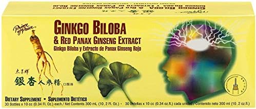 Prince Of Peace Ginkgo Biloba & Red Panax Ginseng Extract, 30 Bottles, 0.34 fl. oz (Унции). Each – Ginkgo Biloba Supplement – Chinese Red Panax Ginseng Extract – Supports Overall Well-being Prince of Peace