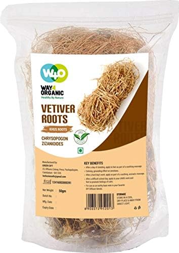 Vetiver Root/Dried Khus-Khus/Vetiveria Zizanioides (50 grams), Young Roots Not Aged Matured Roots, Natural Herbal Coolant - Way4Organic (1 Pack) WAY 4 ORGANIC W4O