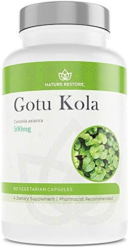 Nature Restore Gotu Kola Extract Supplement, Standardized to 10 Percent Triterpenes, Manufactured in USA, 90 Capsules (Капсулы), Non GMO, Gluten Free, Vegan Nature Restore