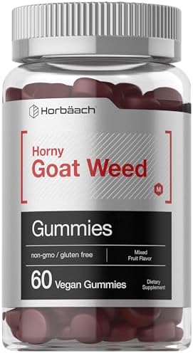 Horbäach Horny Goat Weed for Men and Women | 60 Gummies (Жевательные конфеты) | Mixed Fruit Flavor | Includes Maca | Vegan, Non-GMO, and Gluten Free Formula Horbäach