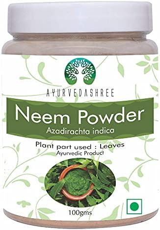 Neem Leaf Powder (Порошок) 100 Gm | Azadirachta Indica | Wild Crafted Neem Leaf Powder | Very Bitter Neem Supplement for Skin Hair and Detox | Non GMO, Gluten Free, Vegan Ayurvedashree