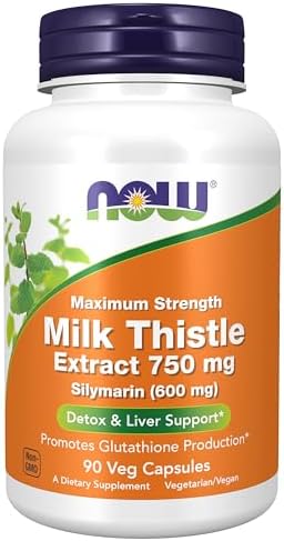 NOW Foods Milk Thistle Extract 750 mg Silymarin (600 mg), Maximum Strength - 90 Veg Capsules (Вегетарианские капсулы) NOW Foods