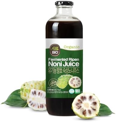 Java Organic NONI Juice Extract - 33.8 fl oz (Жидкие унции) (1L) Bottle - 100% Pure Resveratrol & Fermented Noni by ALLBIO All Bio