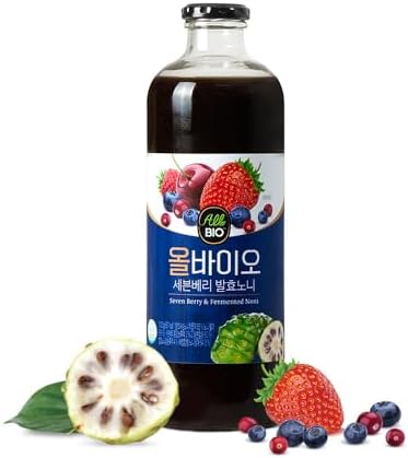 JAVA NONI JUICE EXTRACT with 7 BERRY BLEND - 33.8 fl oz (Жидкие унции) (1L) Bottle - 100% Pure Resveratrol & Fermented by ALLBIO ALL BIO